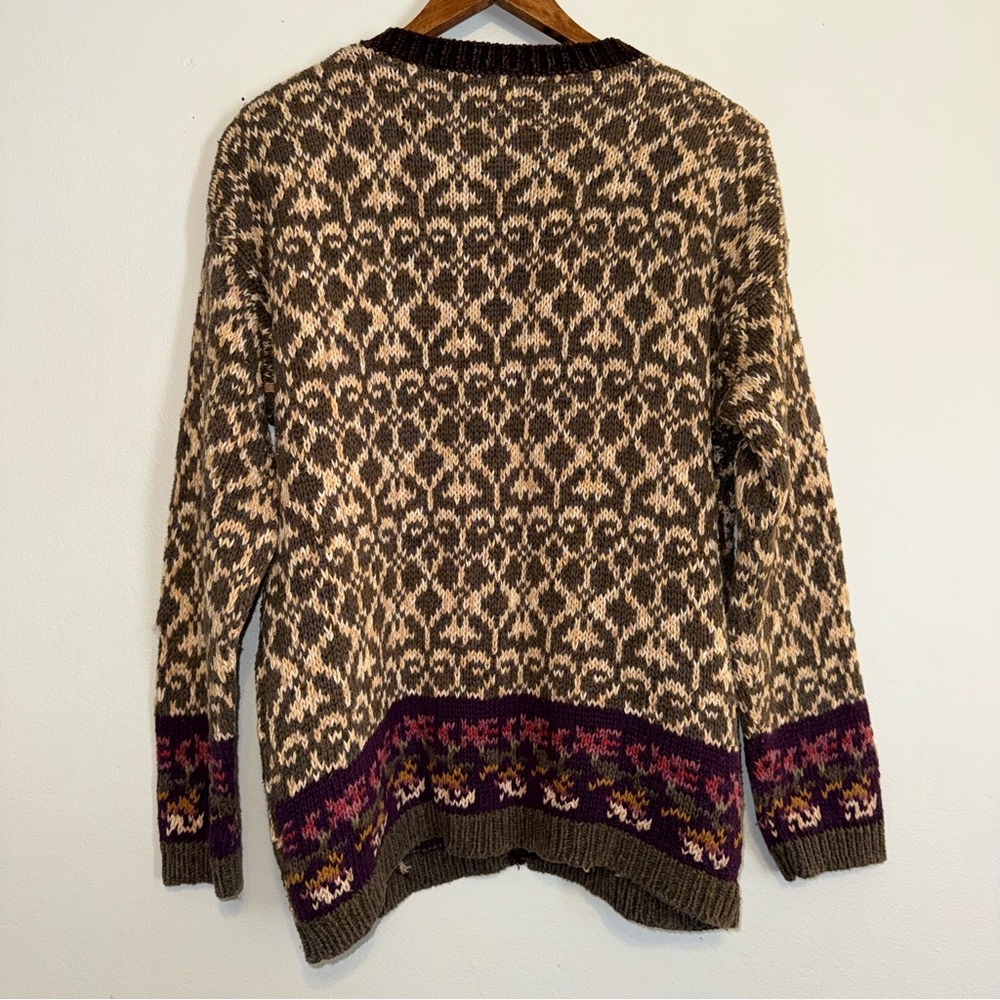 Vintage Heirloom Collectibles Purple Floral Knit Patterned Cardigan Sweater M - Picture 5 of 8